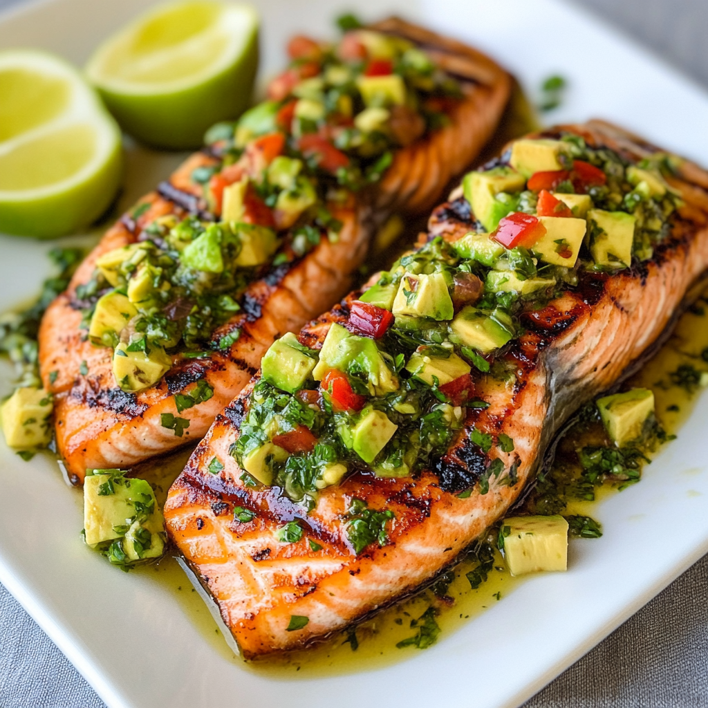 Flavor Explosion: Grilled Salmon & Avocado Chimichurri